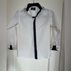 Kids White and Black Casual Button Down Shirt